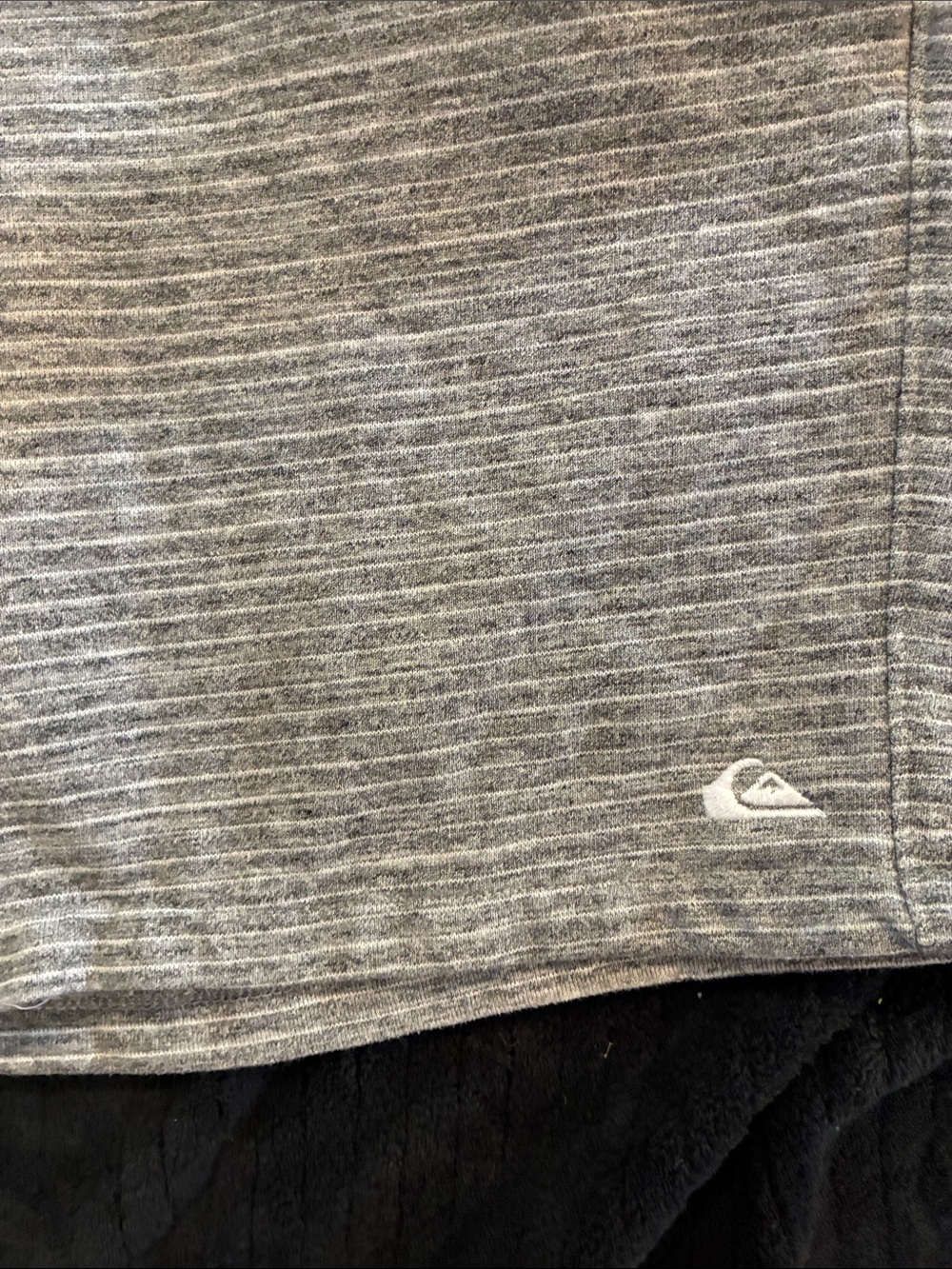 Quiksilver Heather Gray Striped Tee with Small Logo